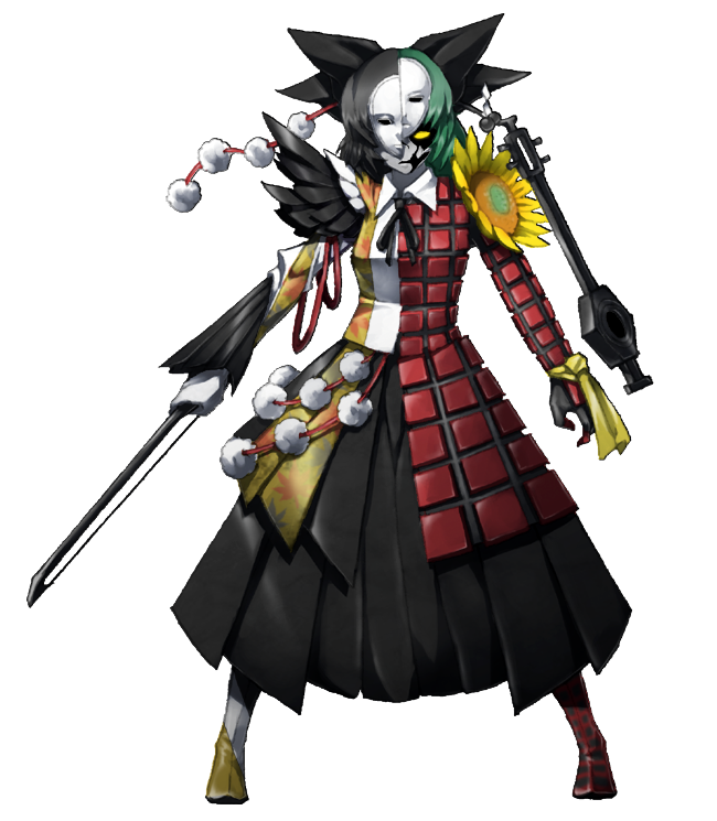 fusion, kazami_yuuka, mazeran, persona, satsuki_rin, shameimaru_aya, touhou, transparent_background