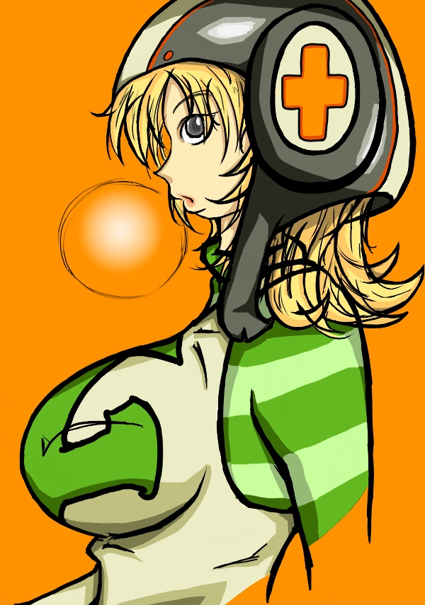 breasts, gum_(jsr), helmet, jet_set_radio, large_breasts, sega, side, solo