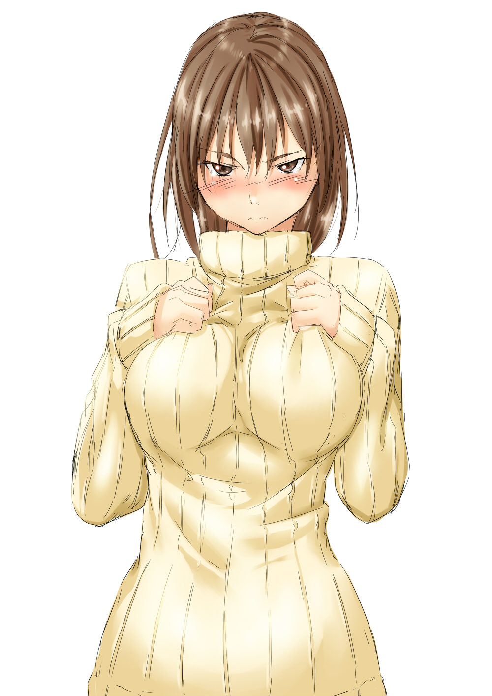1girl, blush, breasts, brown_eyes, brown_hair, highres, niwatazumi, original