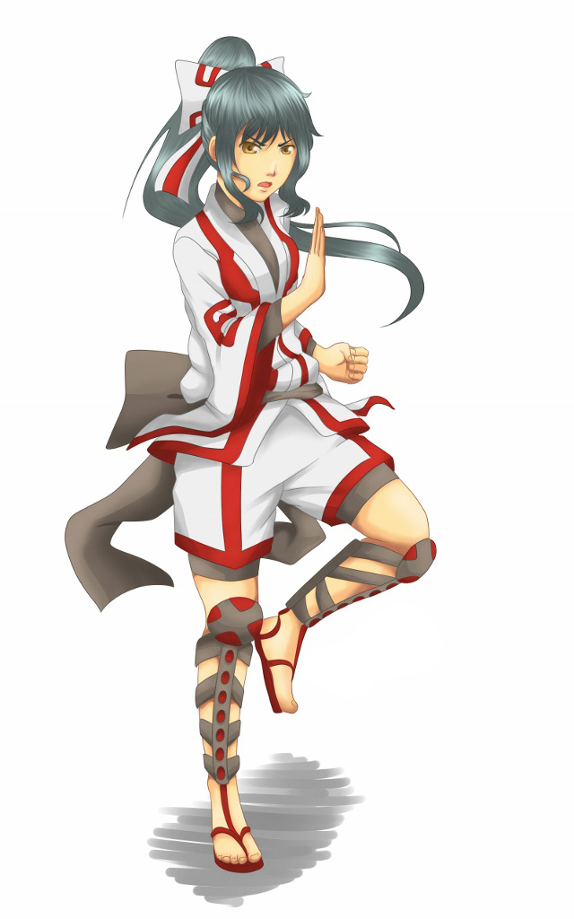 female, fighter, girl, ninja, ribbon, sandals, sliver_hair, tagme