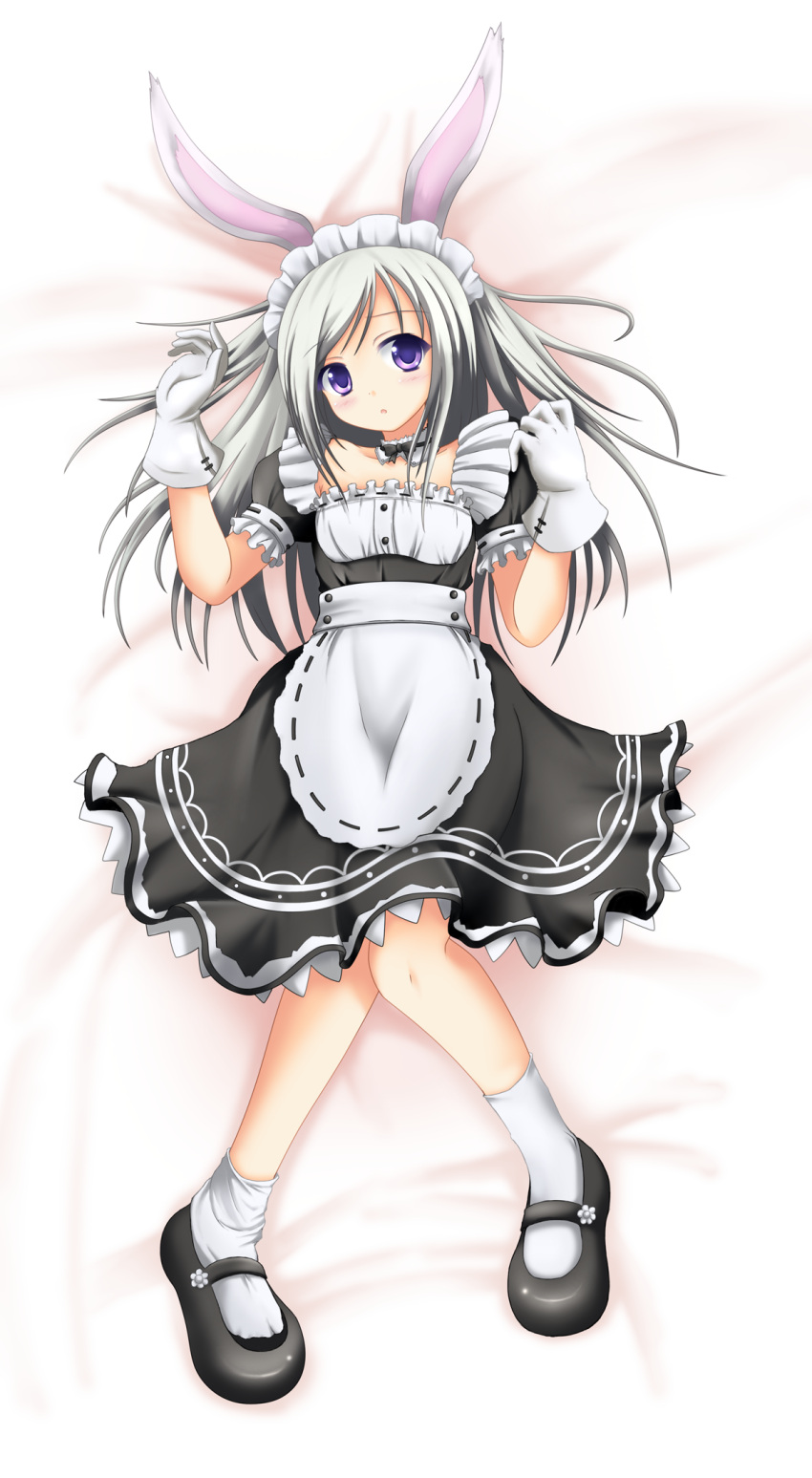 animal_ears, blush, bunny_ears, cat_and_rabbit, dress, elin_(tera), gloves, highres