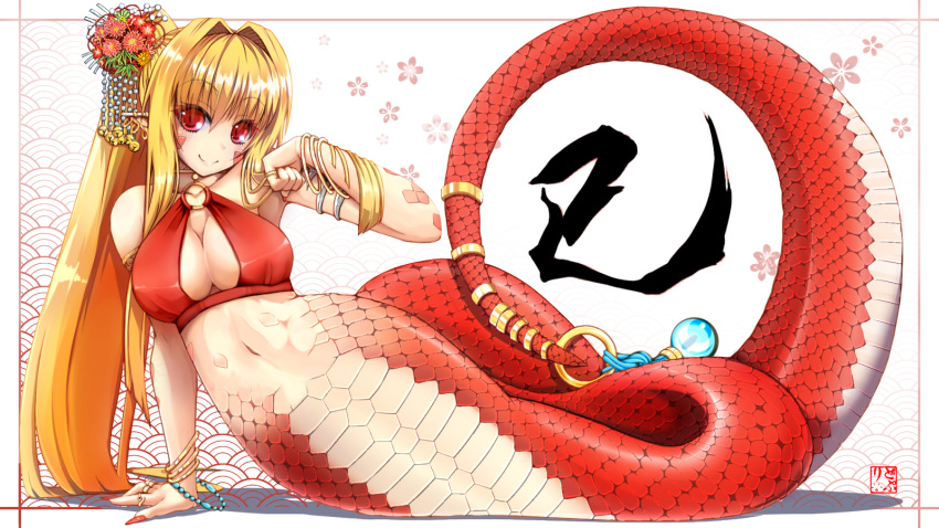2013, amino_dopple, bangle, beads, bikini, blonde_hair, bracelet, breasts