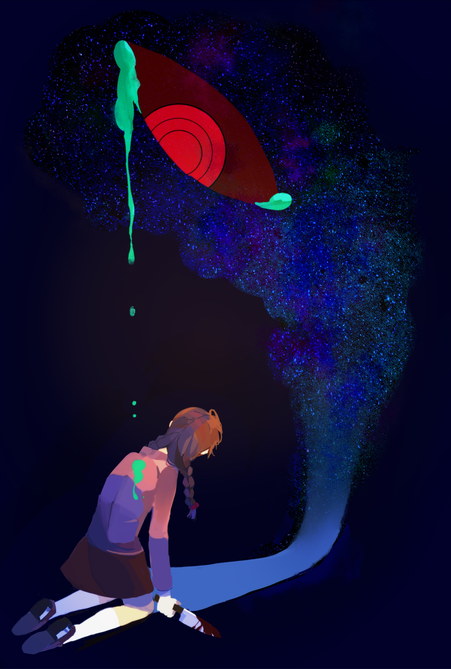 1girl, dripping, dripping_eye, eyes, highres, kasei-san, kneeling, knife