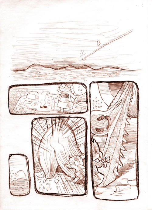 ..., 1girl, ashida, comic, directional_arrow, hand_holding, holding_hands, hole