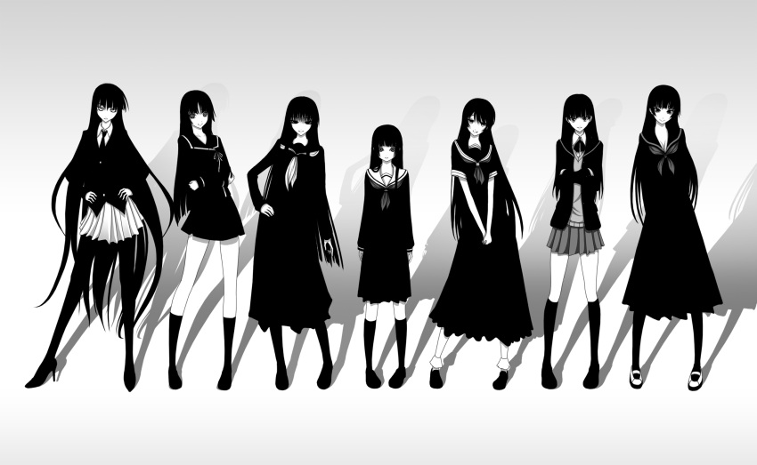 6+girls, amagami, ayatsuji_tsukasa, bangs, blunt_bangs, enma_ai, female_protagonist_(houkago_play), ga-rei