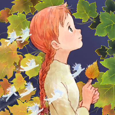 1girl, anne_of_green_gables, anne_shirley, braid, freckles, green_eyes, leaf, long_hair