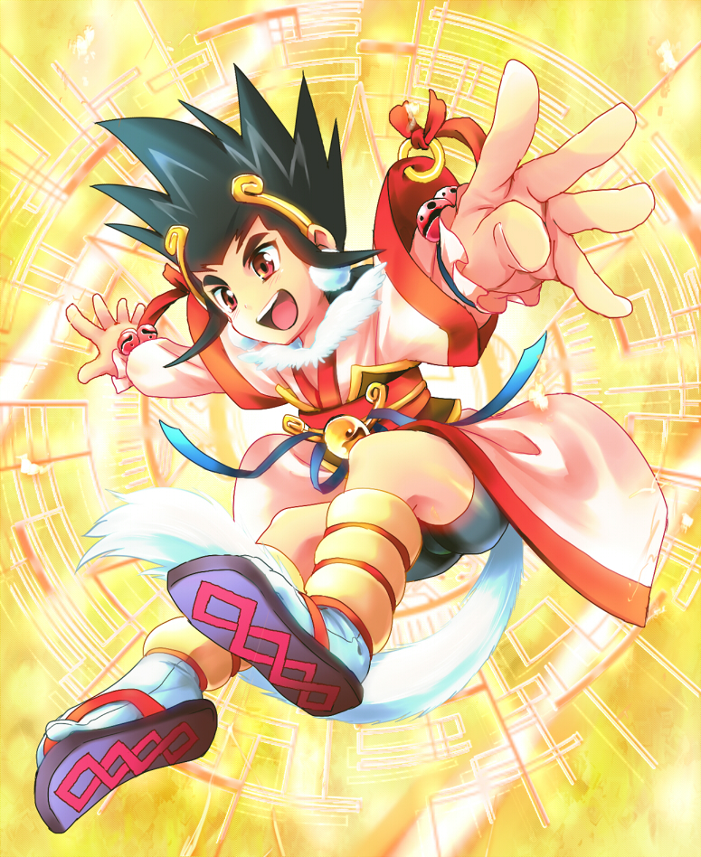black_hair, boy, cardfight!!_vandguard, fighter, golden_headband, headband, male, red_eyes