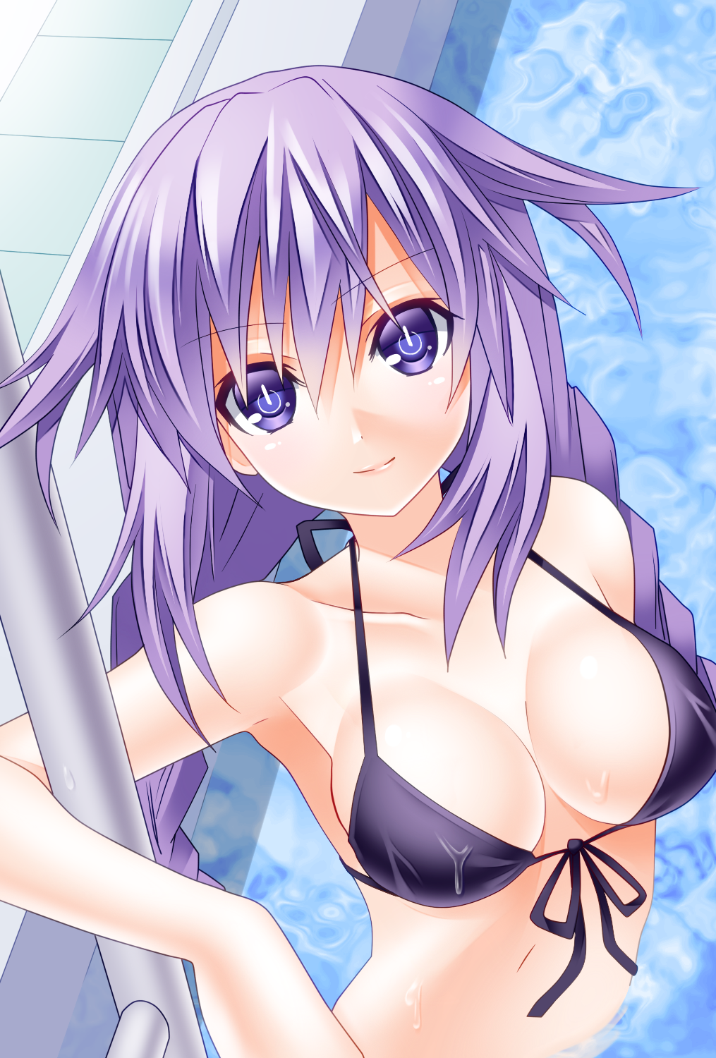 1girl, bikini, breasts, choujigen_game_neptune, cleavage, derivative_work, ears, highres