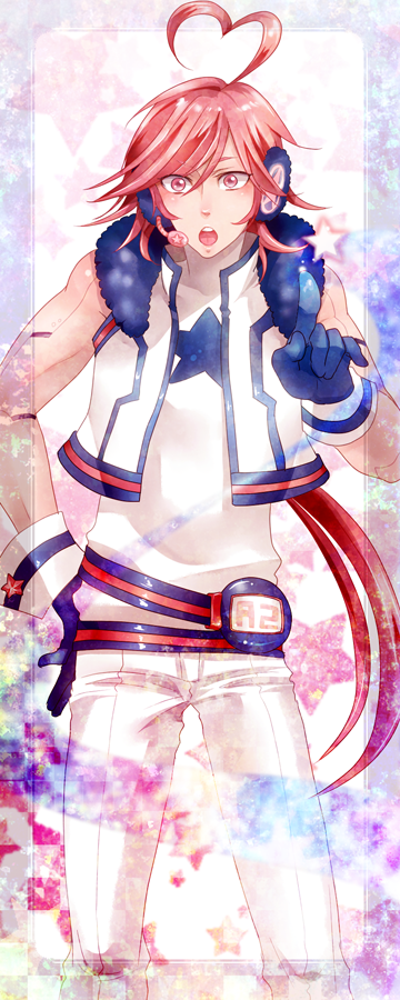 ahoge, belt, earmuffs, genderswap, gloves, gojoe, headphones, headset