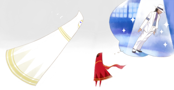 cloak, fedora, formal, hat, journey, michael_jackson, moonwalker, raven_(ambrosia), scarf, sparkle, suit, thought_bubble, traveler, white_suit, window