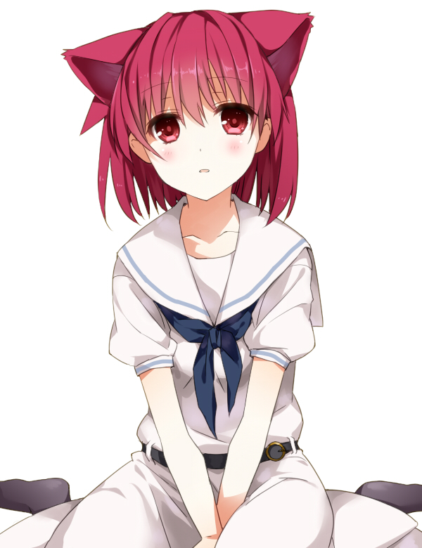animal_ears, blush, cat_ears, kemonomimi_mode, miyanaga_teru, red_eyes, red_hair, redhead