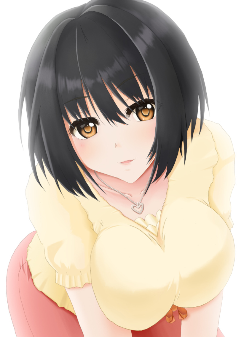 black_hair, bob_cut, breasts, heart, heart_necklace, highres, idolmaster, idolmaster_cinderella_girls