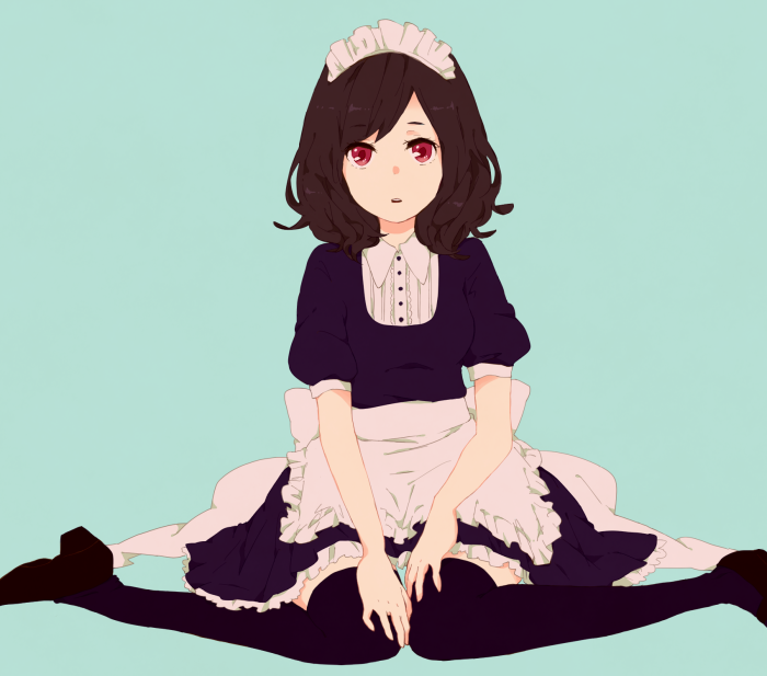 1girl, :o, apron, brown_hair, dress, headdress, kise_(swimmt), maid