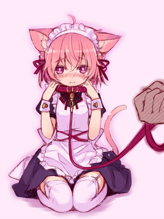1girl, ahoge, alternate_costume, animal_ears, aprom, apron, blush, cat_ears
