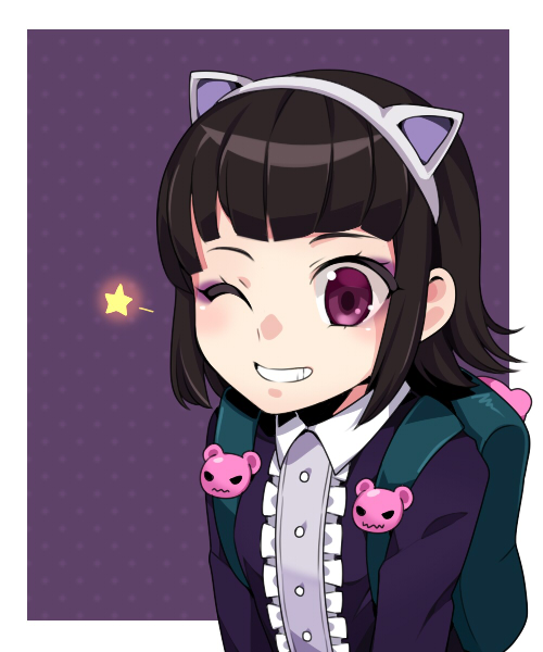1girl, alternate_costume, alternate_eye_color, alternate_hair_color, animal_ears, annie_hastur, backpack, bag