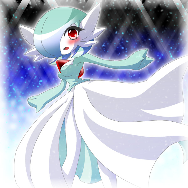 blush, gardevoir, no_humans, pokemon, pokemon_(creature), smile, white_moon