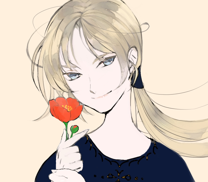écu_tantarot, &eacute;cu_tantarot, 1girl, blonde_hair, blue_eyes, calbania_monogatari, flower, long_hair