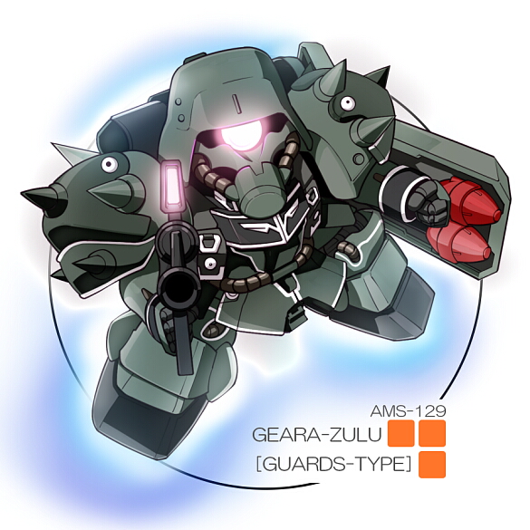 beam_machinegun, chibi, geara_zulu, geara_zulu_guards-type, glowing, glowing_eye, gundam, gundam_unicorn