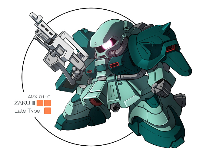 beam_machinegun, chibi, glowing, gundam, gundam_zz, mecha, no_humans, solo