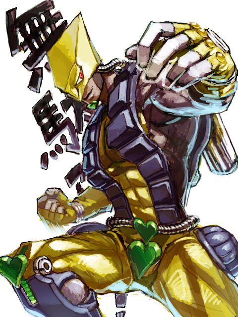 1boy, jojo_no_kimyou_na_bouken, no_humans, snooot1, solo, stand_(jojo), tegaki, the_world