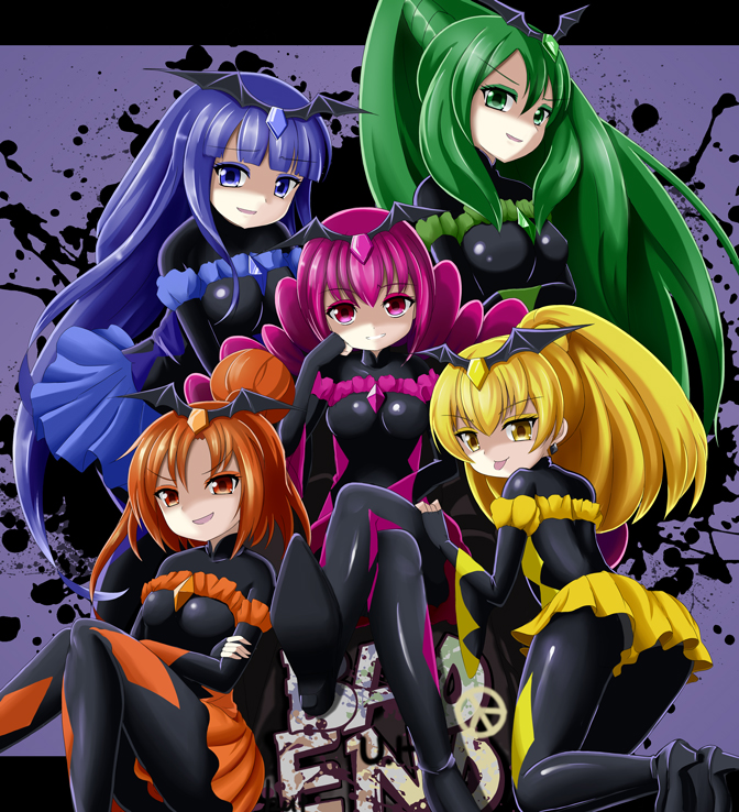 >:d, 5girls, :d, :p, ass, bad_end_beauty, bad_end_happy, bad_end_march