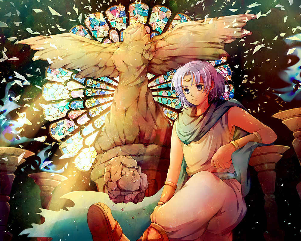 1boy, angel, broken, cape, circlet, headless, heath_(seiken_densetsu_3), milan1000