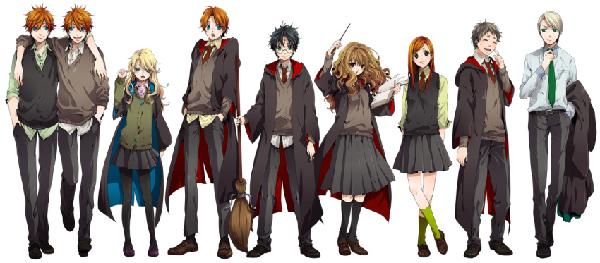 broom, draco_malfoy, fred_weasley, george_weasley, ginny_weasley, harry_james_potter, harry_potter, hermione_granger
