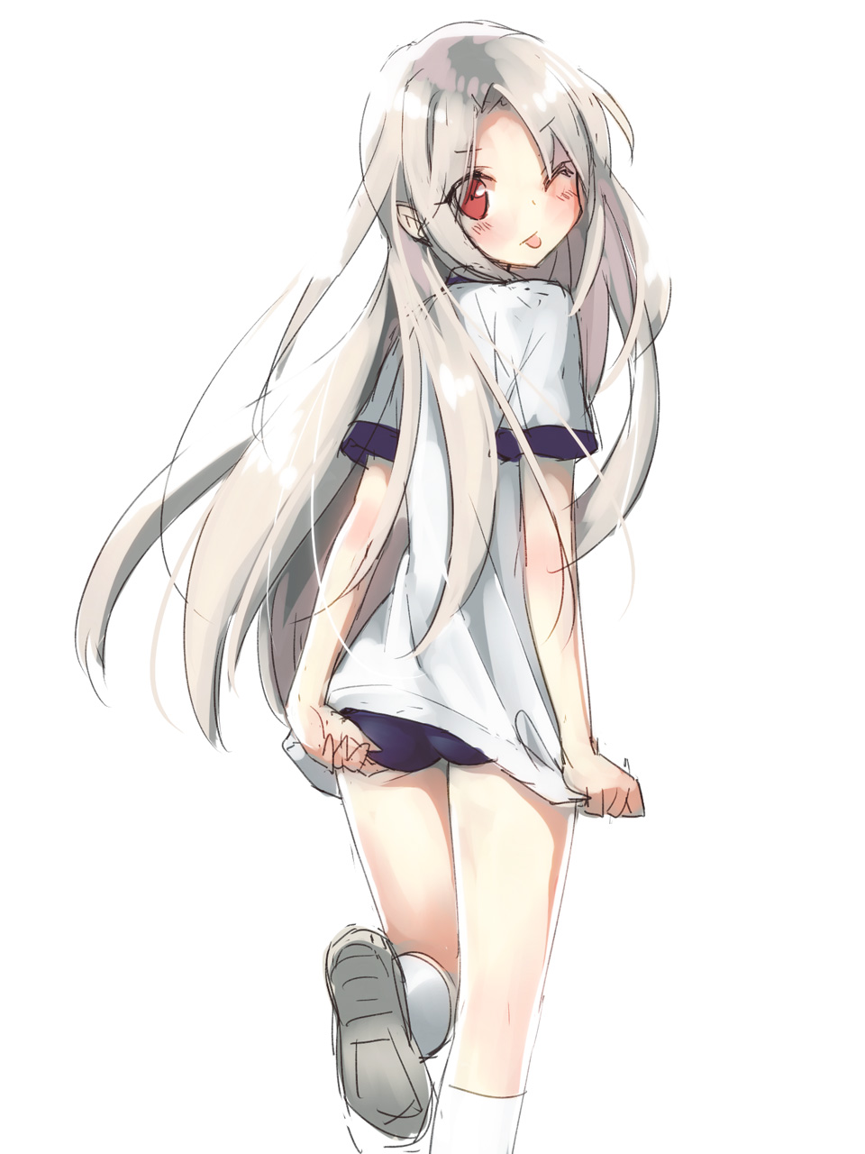 1girl, ;p, adjusting_buruma, ass, blush, buruma, fate/stay_night, fate_(series)