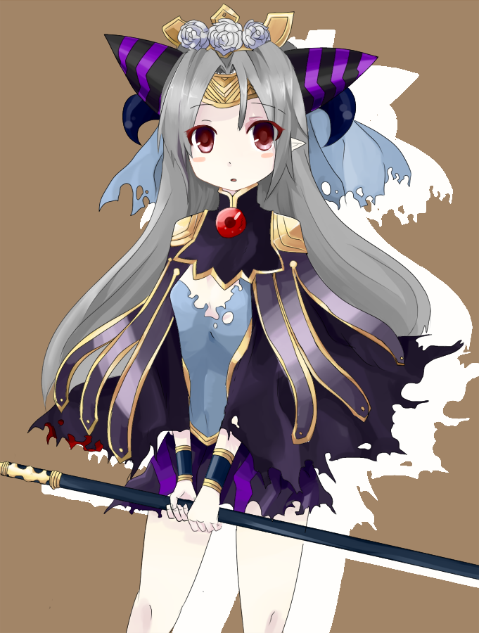 1girl, character_request, flat_chest, flower, haik, long_hair, pointy_ears, shinrabanshou