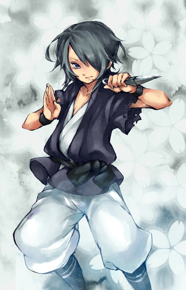 1boy, black_hair, hibarisann, kurenai, short_hair, solo