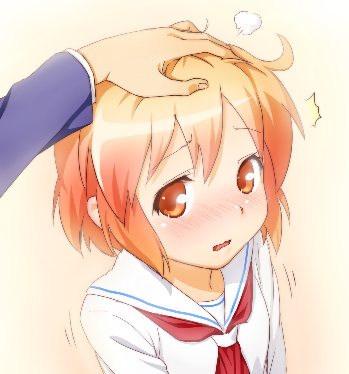 1girl, blush, kotoura-san, kotoura_haruka, onsoku_maru, open_mouth, orange_eyes, orange_hair