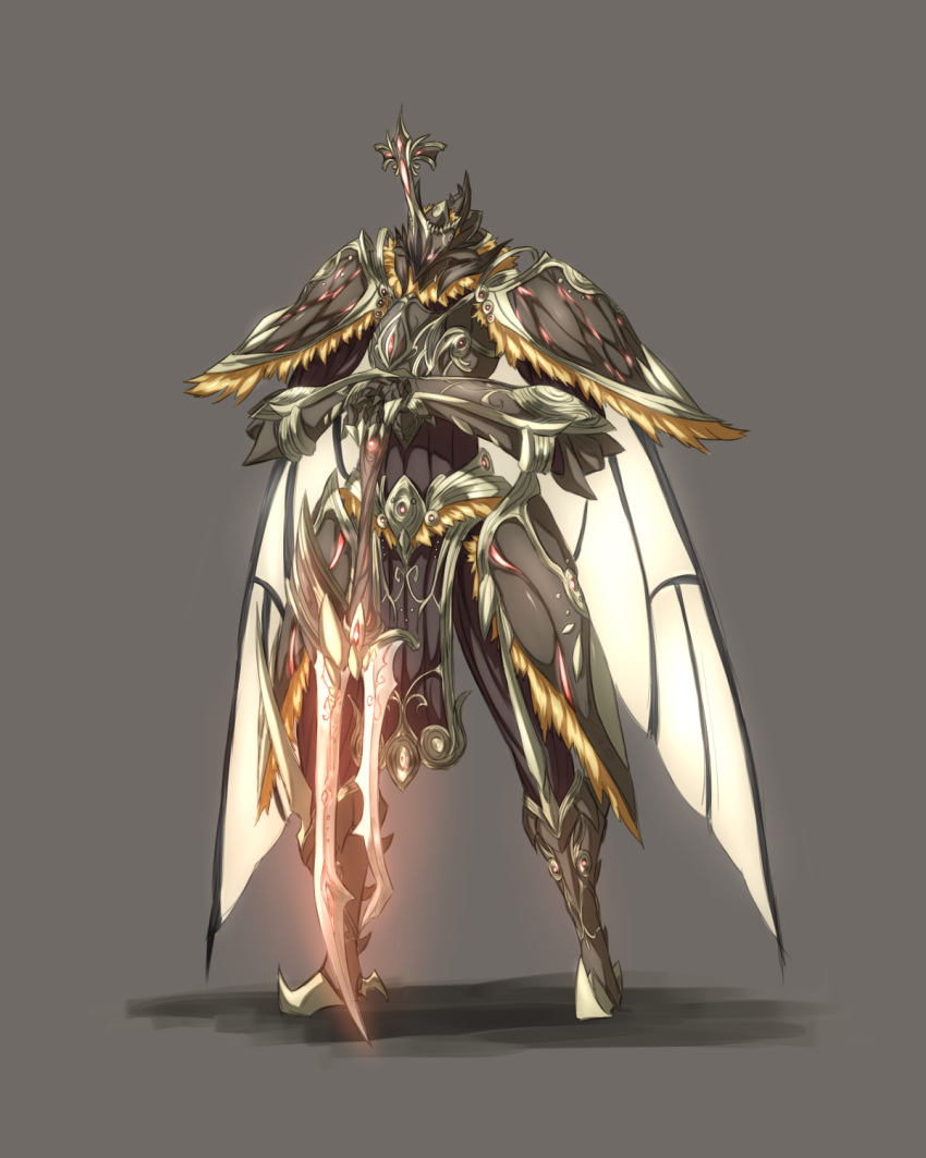 monster_hunter, original, sakuto_kazanami, simple_background, solo, sword, weapon