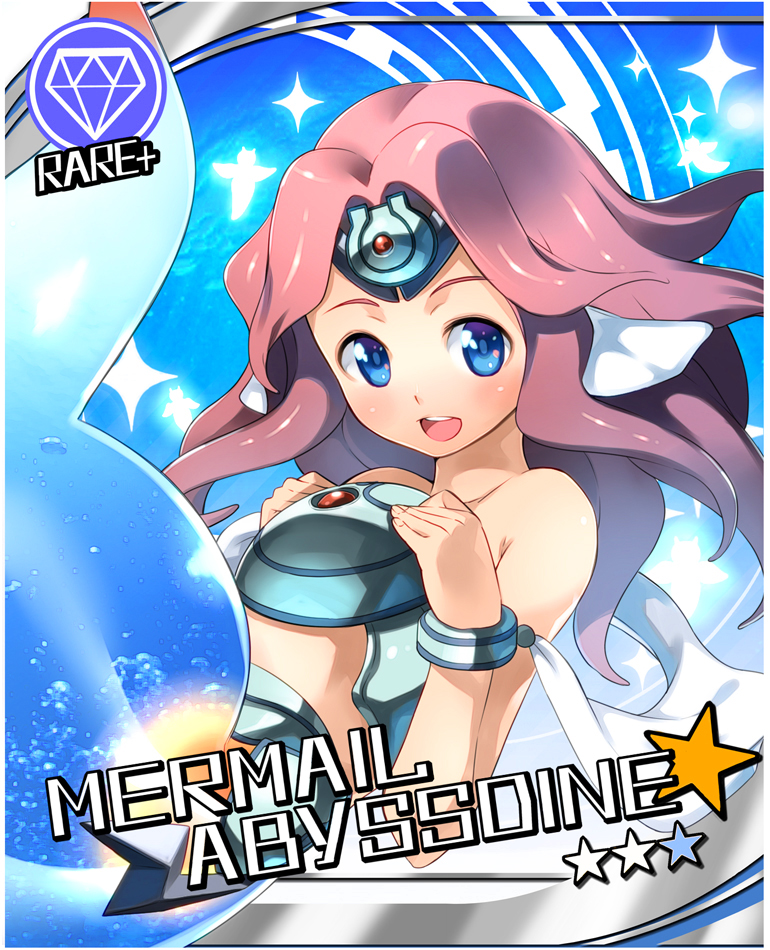 1girl, armor, bare_shoulders, blue_eyes, blush, long_hair, mermaid, mermail_abyssdine, monster_girl, open_mouth, pink_hair, smile, solo, yu-gi-oh!, yuu-gi-ou, yuuzii
