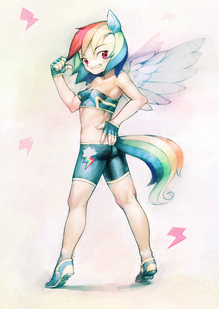 animal_ears, aru_(pixiv14582), multicolored_hair, my_little_pony, my_little_pony_friendship_is_magic, personification, rainbow_dash, rainbow_hair