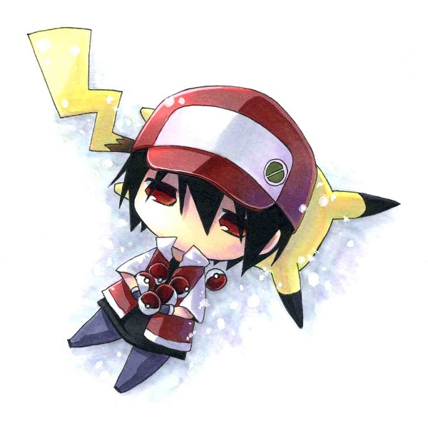 1boy, baseball_cap, chibi, hat, holding, holding_poke_ball, kagami_leo, male