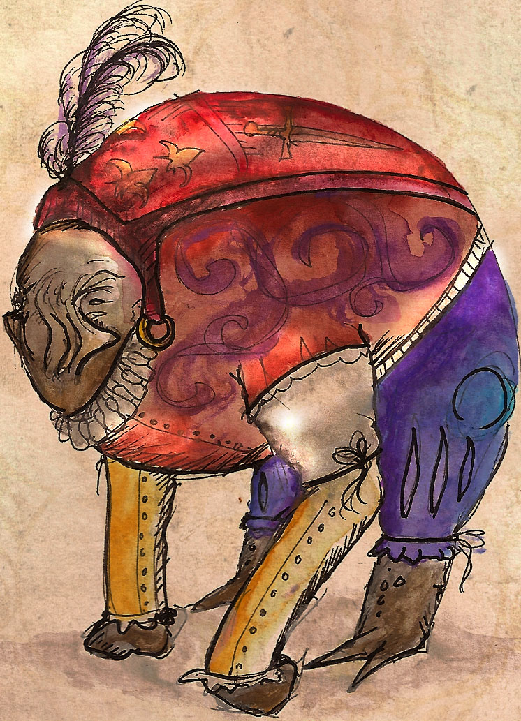 alien, elcor, feathers, hamlet, mass_effect, ruff, sketch, traditional_clothes