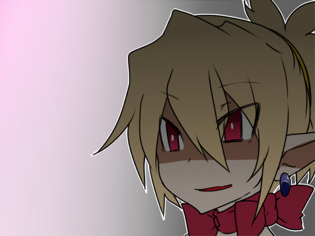 1girl, blonde_hair, bow, disgaea, earrings, face, gradient, gradient_background