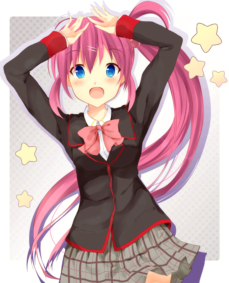 1girl, again8120, blue_eyes, hair_bobbles, hair_ornament, highres, little_busters!!, long_hair