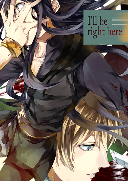 2boys, amemiya_shia, belt, black_hair, blonde_hair, blood, blue_eyes, coat