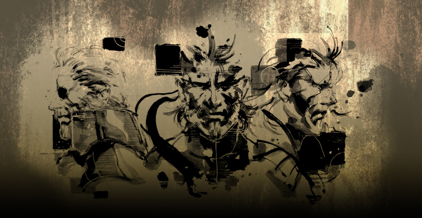 3boys, brown_background, enomoto_misato, eyepatch, liquid_snake, metal_gear, metal_gear_solid, metal_gear_solid_2