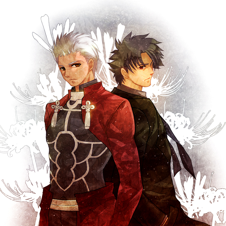 2boys, archer, aya_(pixiv73672), black_hair, emiya_kiritsugu, fate/stay_night, fate/zero, fate_(series)