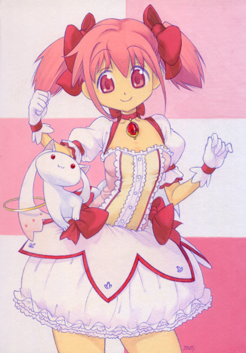 1girl, bow, bubble_skirt, choker, cowboy_shot, gloves, hair_bow, highres