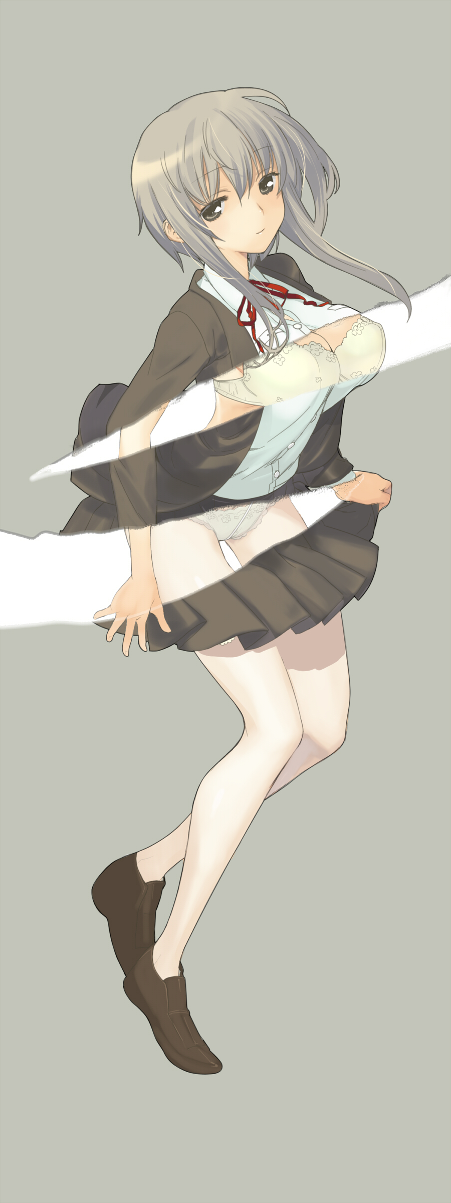 1girl, absurdres, blazer, blush, bra, brown_eyes, highres, looking_at_viewer