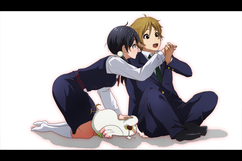 1boy, 1girl, 71, bird, black_hair, blue_eyes, brown_eyes, brown_hair