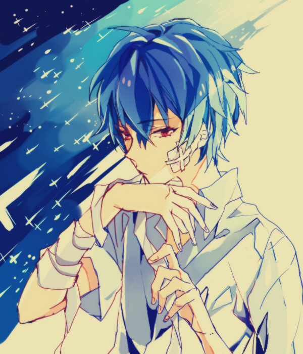 1boy, ayanami_rei, bandage, bandages, blue_hair, genderswap, kkkkt, neon_genesis_evangelion