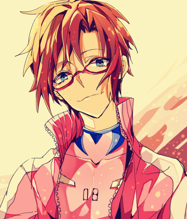 1boy, blue_eyes, brown_hair, glasses, kkkkt, makinami_mari_illustrious, neon_genesis_evangelion, plugsuit