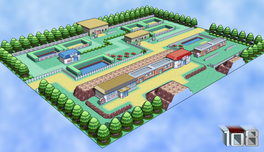 3d, commentary, drew108, flower, house, mailbox, no_humans, pokemon