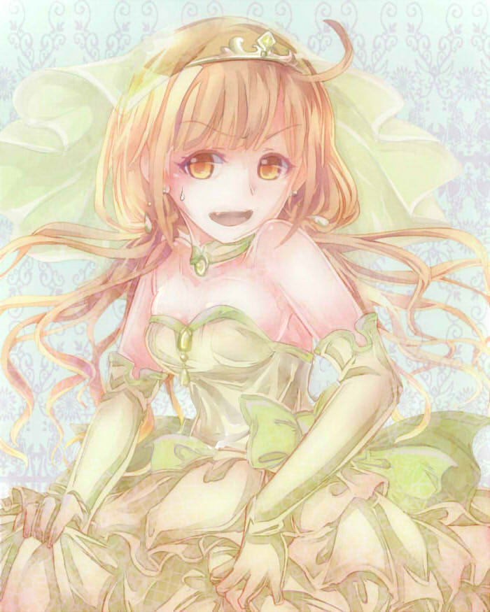 blonde_hair, bridal_gauntlets, dress, futaba_anzu, idolmaster, idolmaster_cinderella_girls, peruri, ribbon, tiara, veil