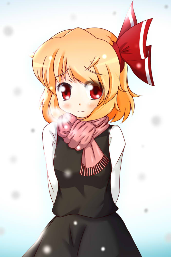 arms_behind_back, blush, looking_at_viewer, nori_nori_ex, red_eyes, rumia, scar, scarf