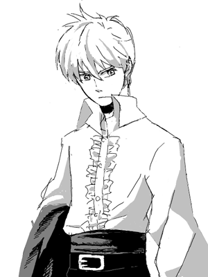 diego_de_la_vega, frilled_shirt, kaiketsu_zorro, monochrome, simple_background, white_background